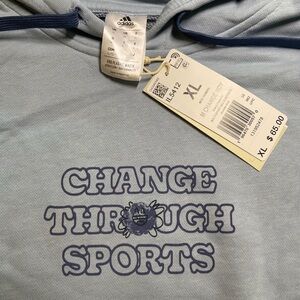 Adidas Men's Change Through Sports Global Blue Sz XL Hoodie $65 Brand New